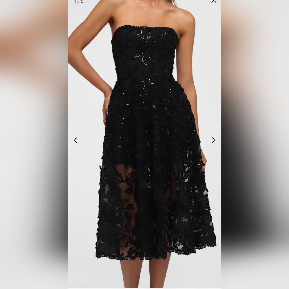 Helsi Strapless Corset Applique Midi Dress